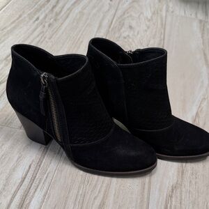BareTraps Black Suede Ankle Booties with Side Zip